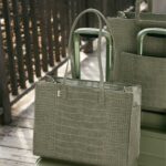 The Work Tote in Olive Croc