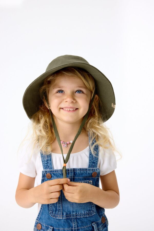 The Kids Wide Brim Sun Hat in Olive - Image 3