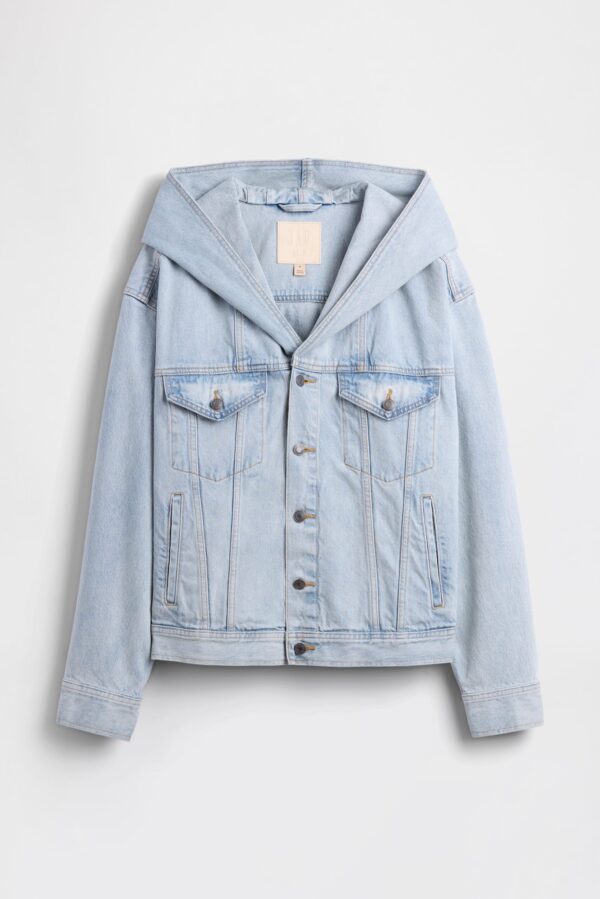 GAP X BEIS Hooded Denim Jacket in Medium Wash